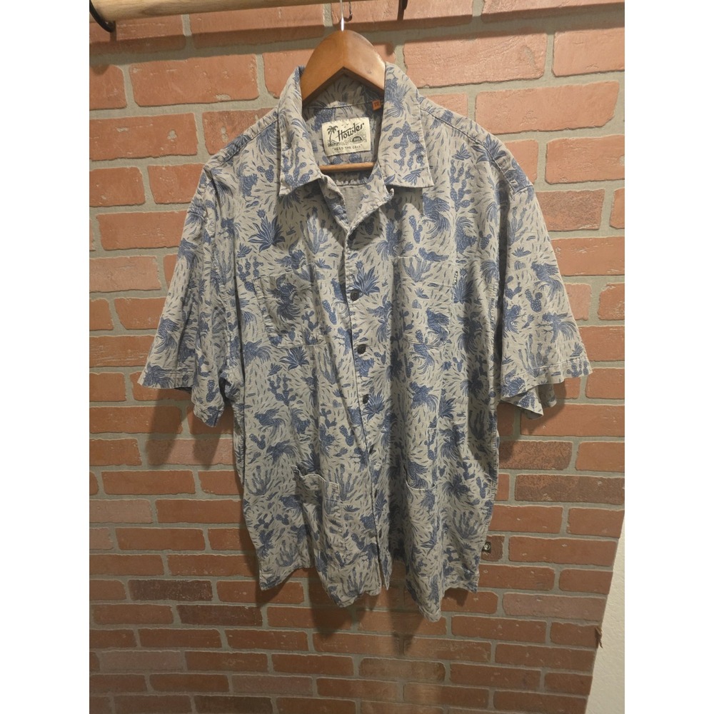Howler Bros Men's Button Up Shirt XXL Western Cactus Rooster Short Sleeve SKU11